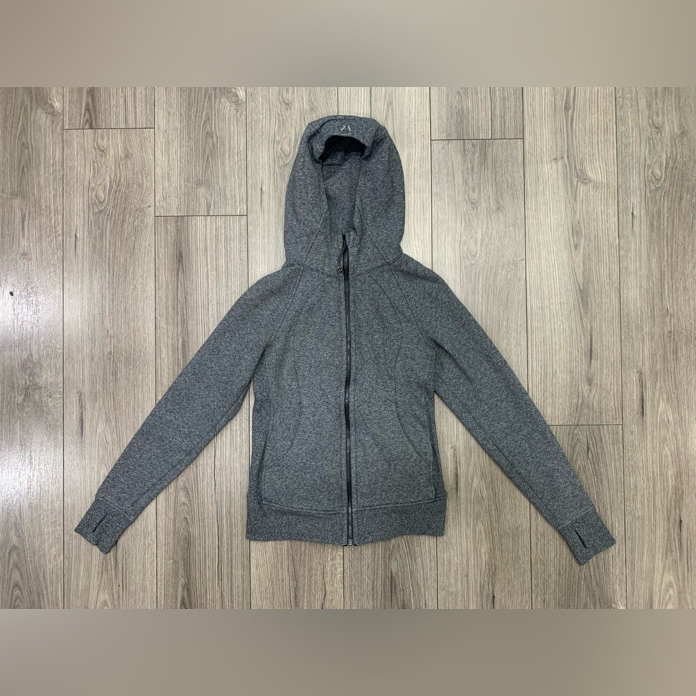 Lululemon Cotton Fleece Scuba Sweatshirt Hoodie 6 Heathered Speckled Black